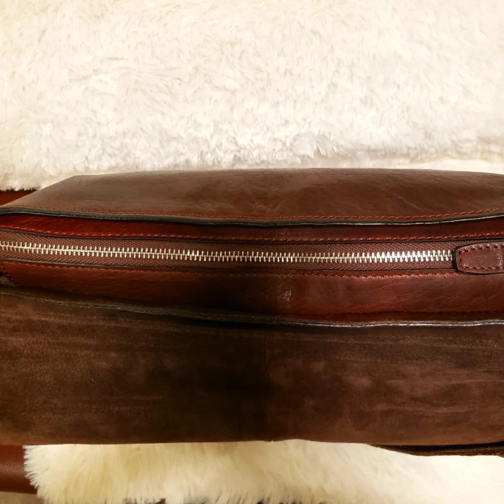 Genuine Leather Handcrafted Brown Crossbody Messenger Bag--NWT